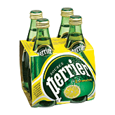 Perrier  lemon flavored sparkling natural mineral water, 4- 11.15 fl oz bottles Left Picture